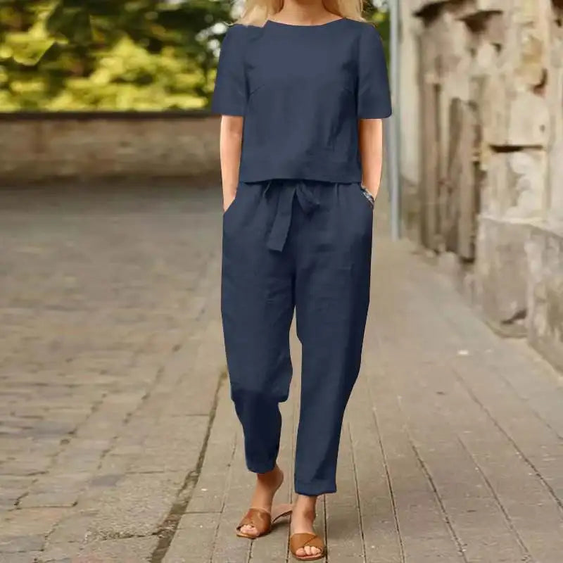 Comfortabele Dames Co-ord Set  Tweedelige Set met Top en Broek