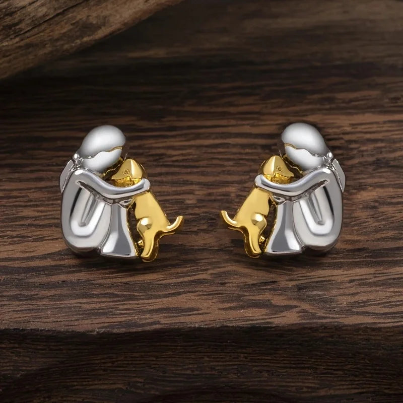Bicolor Hugg Oorknopjes in Zilver en Goud Esma
