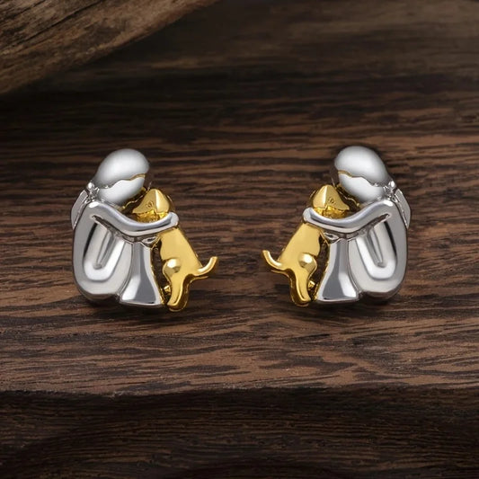 Bicolor Hugg Oorknopjes in Zilver en Goud Esma