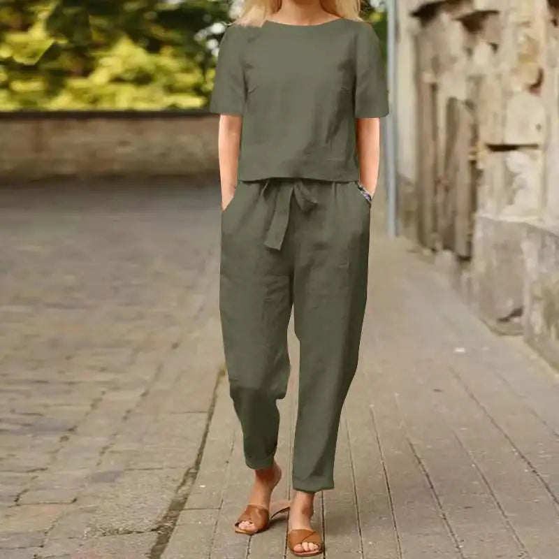 Comfortabele Dames Co-ord Set  Tweedelige Set met Top en Broek