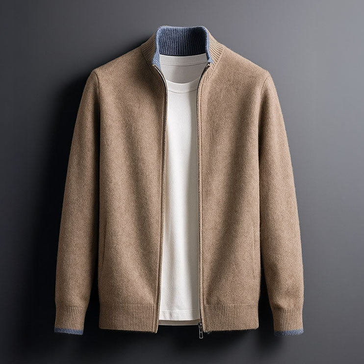 ROSSI MILANO | Heren Gebreide Jas met Ritssluiting Warmte en Elegante Dagelijkse Stijl