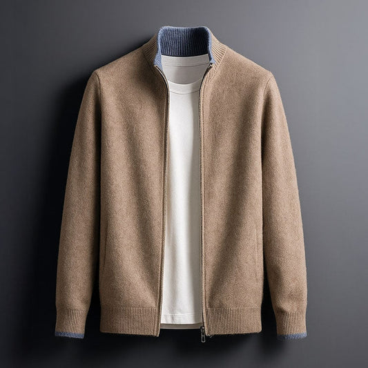 ROSSI MILANO | Heren Gebreide Jas met Ritssluiting Warmte en Elegante Dagelijkse Stijl