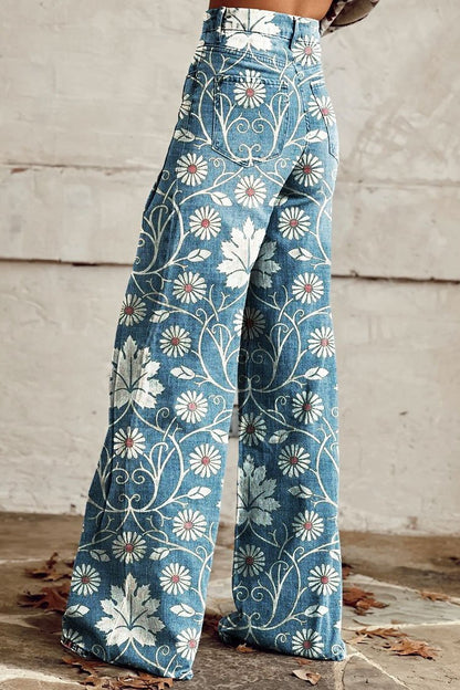Ava | Elegante Boho Broek met Bloemenpatroon