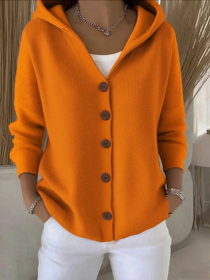 Kelly | Dames Relaxed-Fit Gebreide Cardigan Met Capuchon Knoopsluiting