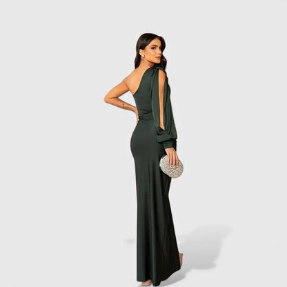 Elin | Elegante Maxi Jurk met One-Shoulder Pasvorm voor Avond & Feest
