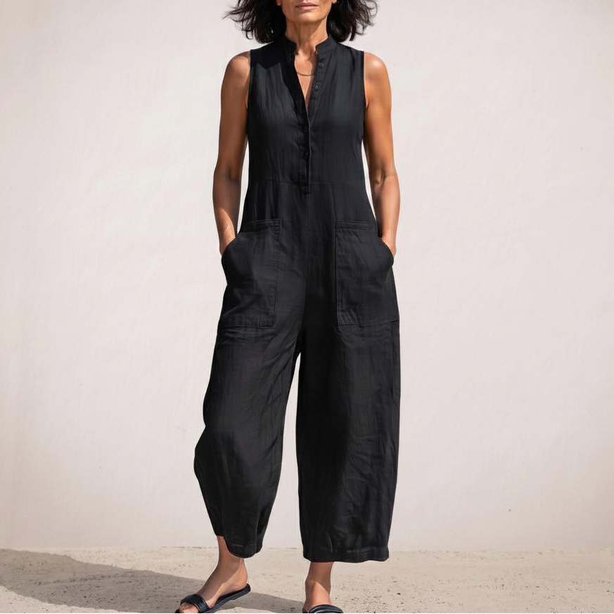 Tanja | Comfortabele linnen jumpsuit met wijde pijpen