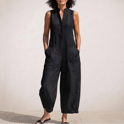 Tanja | Comfortabele linnen jumpsuit met wijde pijpen