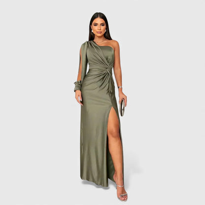 Elin | Elegante Maxi Jurk met One-Shoulder Pasvorm voor Avond & Feest