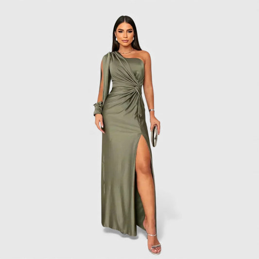 Elin | Elegante Maxi Jurk met One-Shoulder Pasvorm voor Avond & Feest