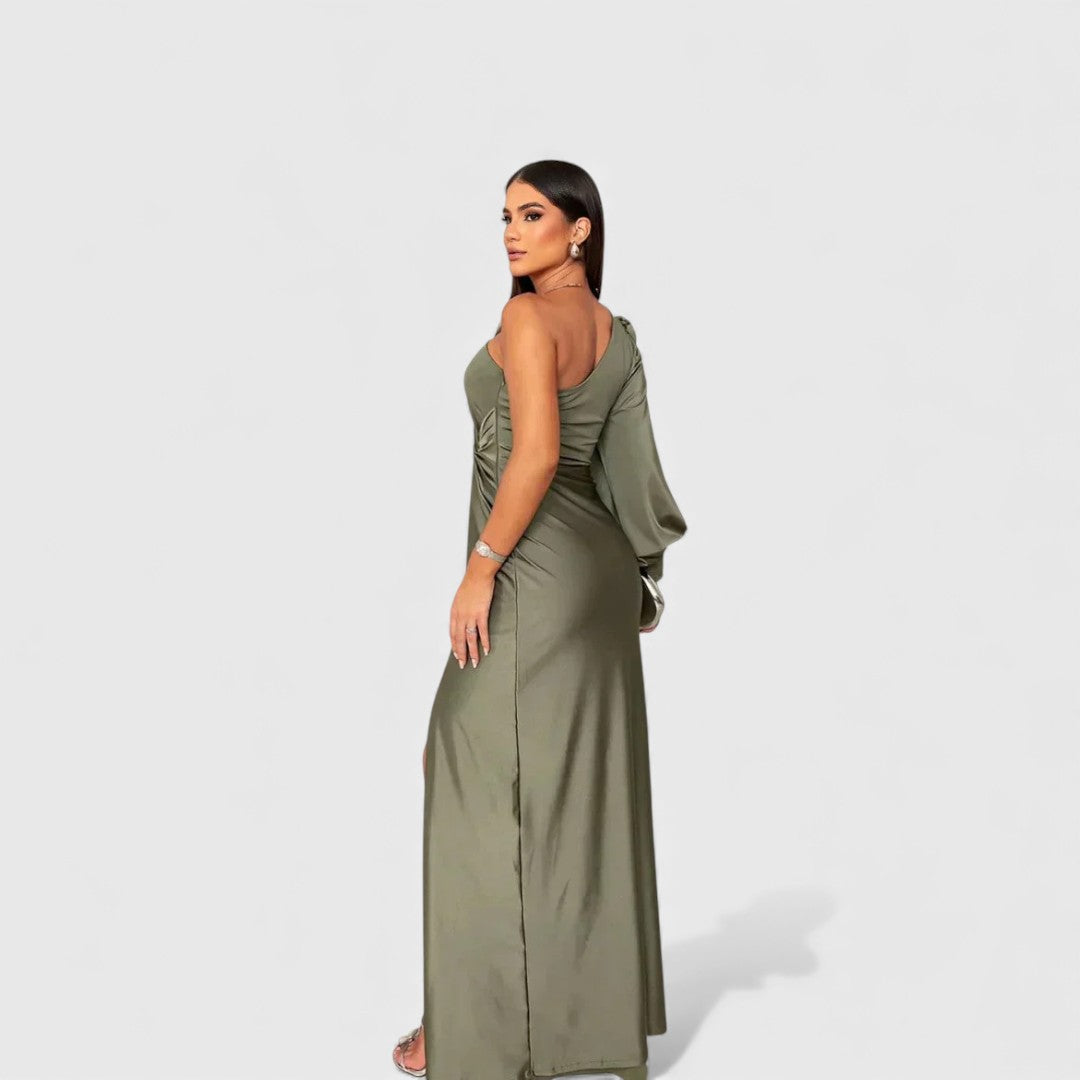 Elin | Elegante Maxi Jurk met One-Shoulder Pasvorm voor Avond & Feest