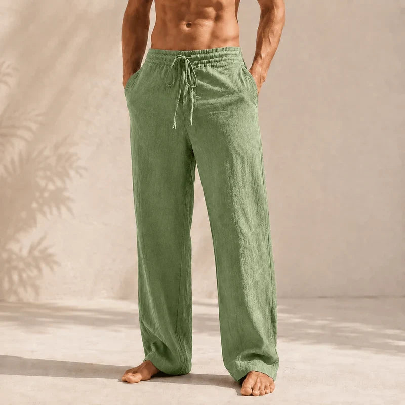 Heren Amalfi linnen broek met trekkoord