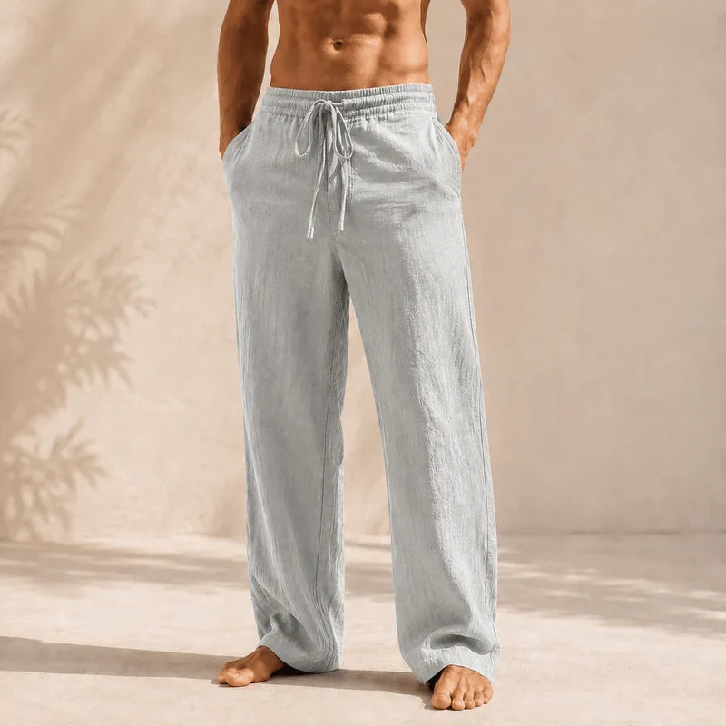 Heren Amalfi linnen broek met trekkoord