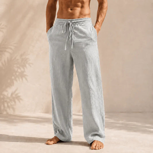 Heren Amalfi linnen broek met trekkoord