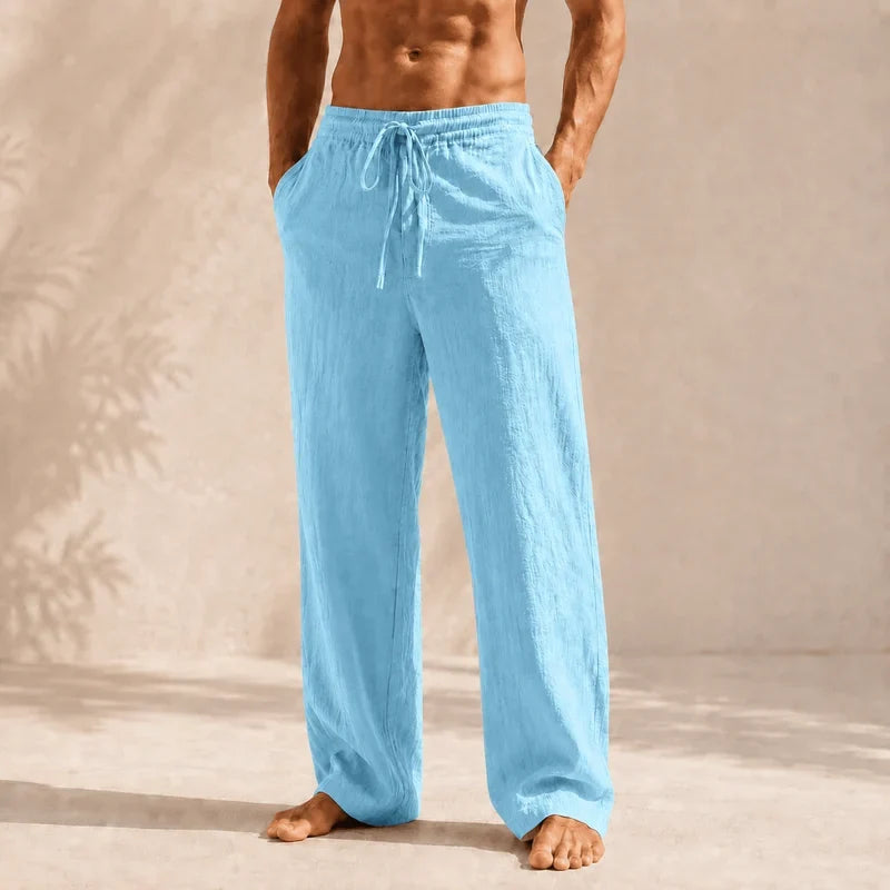 Heren Amalfi linnen broek met trekkoord
