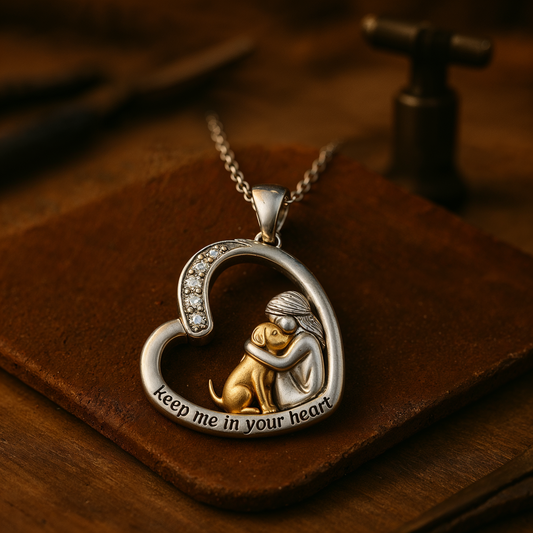 Halsketting met hart van zilver met hond en zirconia stenen Mars