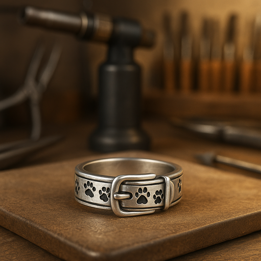 The Collar ring met een schattige en elegante halsband in de vorm van een hond