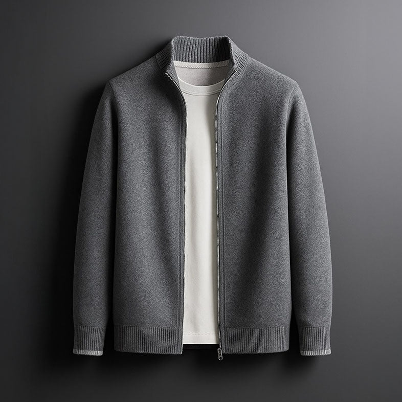 ROSSI MILANO | Heren Gebreide Jas met Ritssluiting Warmte en Elegante Dagelijkse Stijl