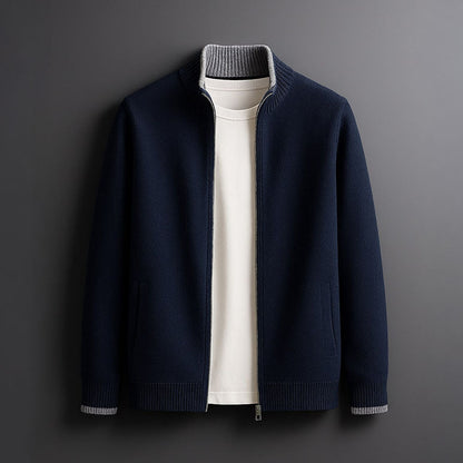ROSSI MILANO | Heren Gebreide Jas met Ritssluiting Warmte en Elegante Dagelijkse Stijl